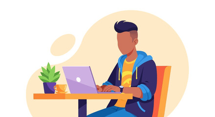 Dedicated young person working on a laptop, perfect for themes of remote work, online education, or modern productivity.