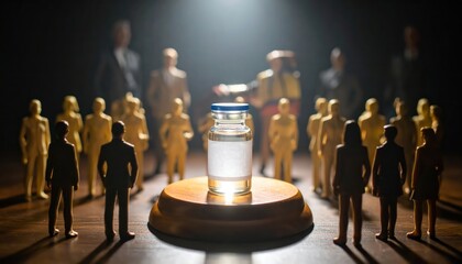 Vaccine Vial on Auction Podium, Power, Profit, and Public Health