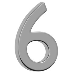3D Chrome Number 6 Icon