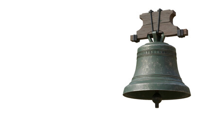 Fototapeta premium Church bell, realistic render, white background, religious architecture, minimalistic style.