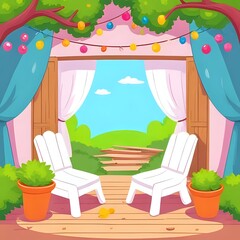 wooden window with flowers and birds