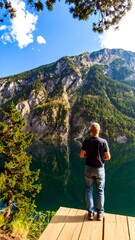 Man on a mountain overlook
