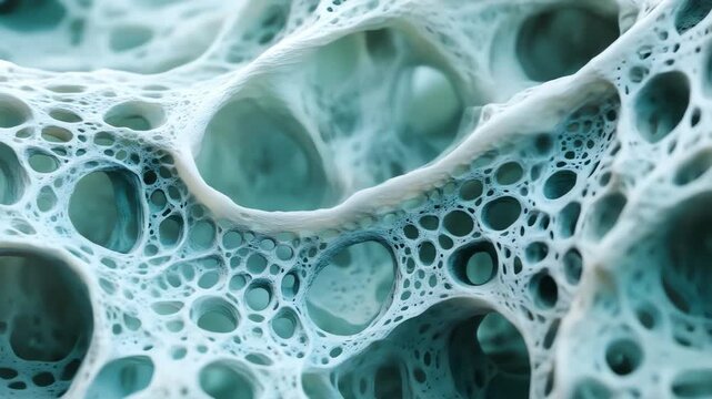 Macroscopic view of porous bone tissue with irregular openings and interconnected structures