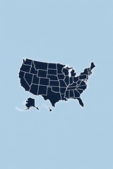 USA Map - Simple Dark Blue and Light Blue