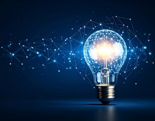 Glowing Idea Bulb Network Concept.