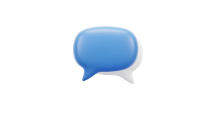 Bright Blue Speech Bubble Icon on Transparent Background for Communication or Messaging