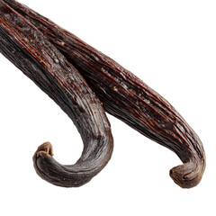 Vanilla beans aromatic spices for baking cooking dessert flavoring ingredient isolated on transparent background, png