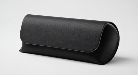 Fototapeta premium Elegant Black Faux Leather Eyeglass Case with Subtle Texture and Clean Studio Lighting-Mockup