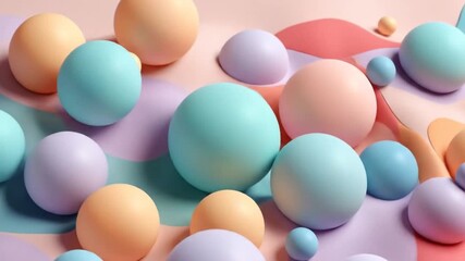 Pastel Spheres Floating on Abstract Colorful Backgrounds. 3D Render. - Powered by Adobe