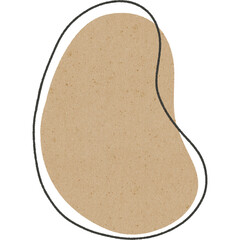 Abstract beige shape with black outline on transparent background, simple organic design