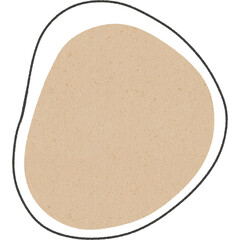 Abstract beige shape with black outline, organic form with textured paper look