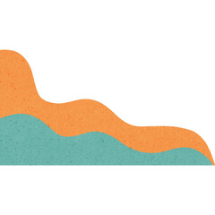 Abstract wavy shapes with textured orange and teal colors creating smooth layered design