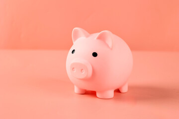 A Pink Piggy Bank on Pink Background