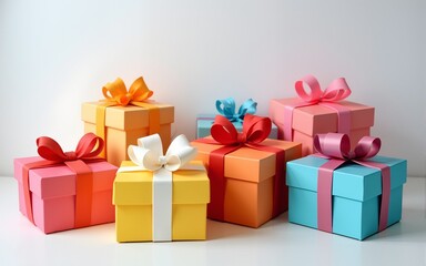Obraz premium Colorful gift boxes with ribbons (1). High quality