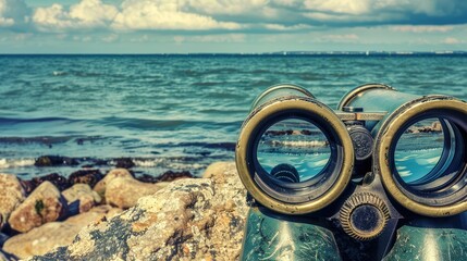 binoculars on the beach
