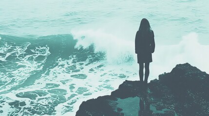 silhouette of a man standing on the rock