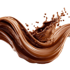Delicious chocolate splash brown liquid sweet dessert food cocoa drink tasty isolated on transparent background, png