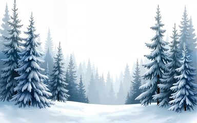 Fototapeta premium Watercolor winter forest illustration on transparent background, perfect for Christmas cards or. High quality
