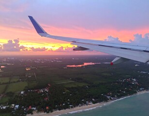 Aerial view of sunset over landscape
