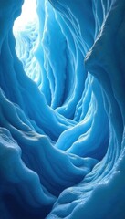 Intricate blue glacial veins, fractal ice formations, arctic, detail, texture