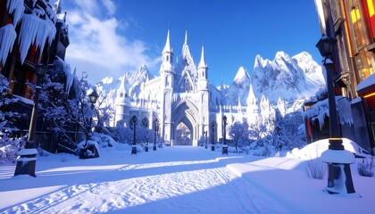 Snowy Grand Cathedral Town 