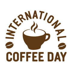 International Coffee Day logo hand-drawn, lettering, calligraphy, typography design vector art illustration
