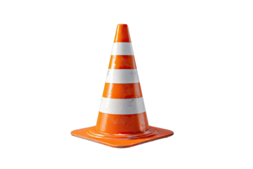 Orange traffic cone against black background