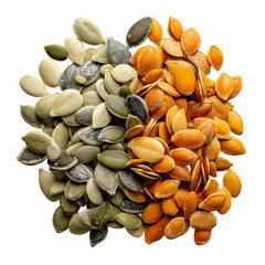 Pumpkin seeds close up food ingredient healthy snack seed nutrition diet raw isolated on transparent background, png