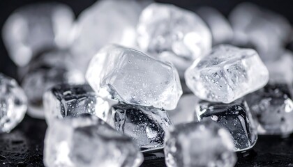 Close-up view of ice cubes.