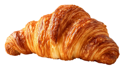 Fresh baked croissant pastry breakfast food delicious bakery item for sale isolated on transparent background, png