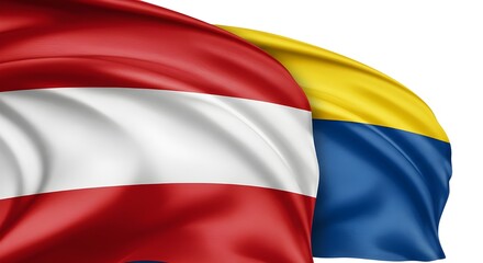 Obraz premium Two national flags waving on poles against sky