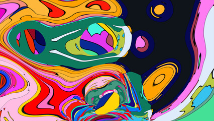 Colorful, abstract, fluid, and geometric background for a music festival