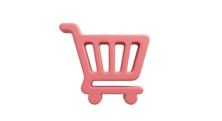 Pink Plastic Shopping Cart Toy on Transparent Background for Retail and Consumer Product Marketing