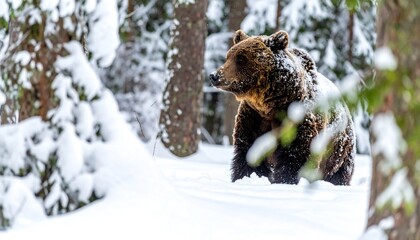 Obraz premium Bear in snowy forest