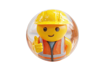 Smiling construction worker in bubble