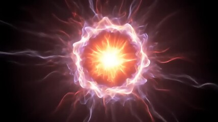 Vibrant energy explosion radiating from a central point, surrounded by swirling light effects - Powered by Adobe