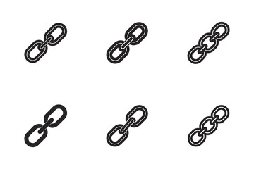 Obraz premium Black Chain Link Icons Set Isolated on White Background Strong Connection Symbol Networking Security Concept Vector Illustration