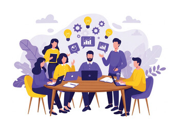 Business team collaborating on a project during a meeting