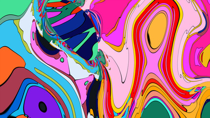 Colorful, abstract, fluid, and geometric background for a music festival