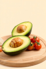 Organic Avocado Halves with Fresh Cherry Tomatoes — Clean Eating and Keto Lifestyle Food Stock