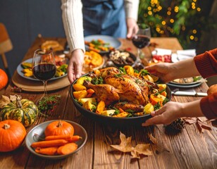 Thanksgiving dinner rustic table
