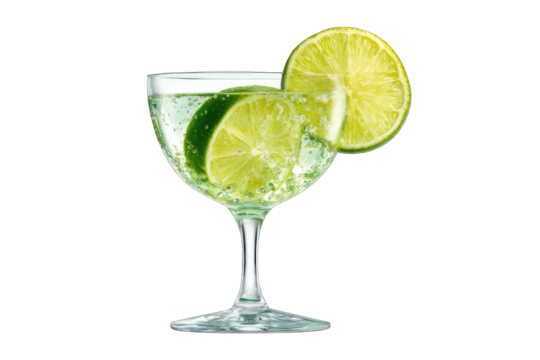 Refreshing cocktail in a stemmed glass