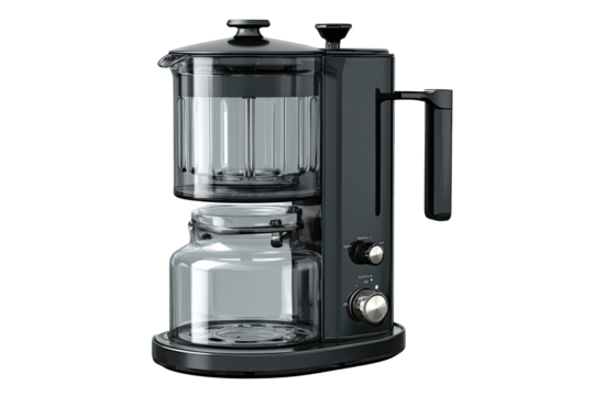 Modern black coffee maker with glass components