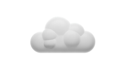 White Cloud Icon with Rounded Bubbles on Transparent Background