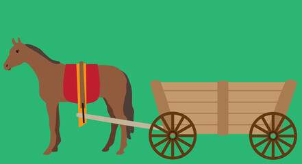 A vector art of a horse cart. 