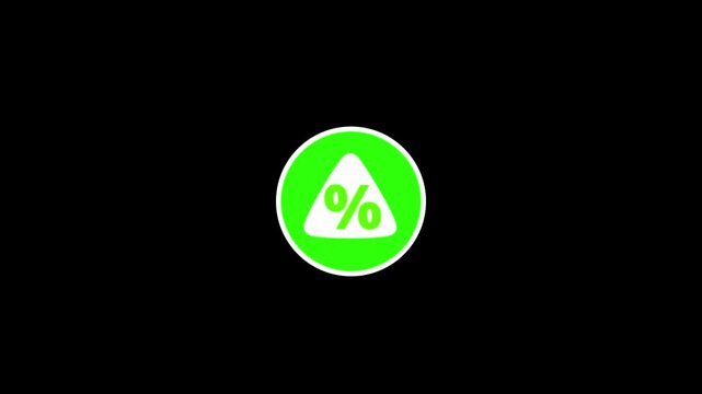 persent icon on black background. Animation background for business and finance conten