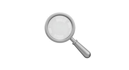 Magnifying Glass with Silver Handle on Transparent Background