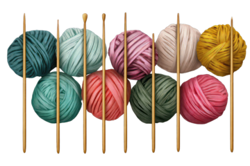 Colorful yarn balls and knitting needles (5)
