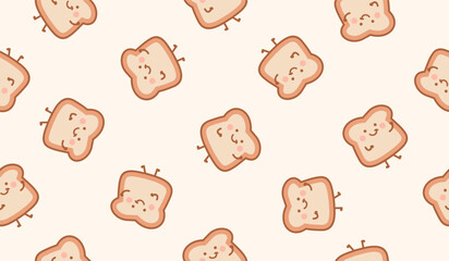 Cute toast pattern background vector design