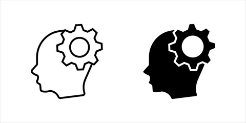 gear in head icon. Productivity vector illustration.. vector illustration, pictogram isolated on white background. color editable	

